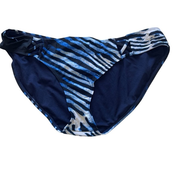 NEW Rachel Roy Strappy Bikini Bottom in Blue Zebra - Picture 2 of 8